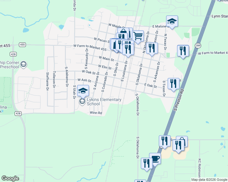map of restaurants, bars, coffee shops, grocery stores, and more near 508 South Ohio Drive in Celina
