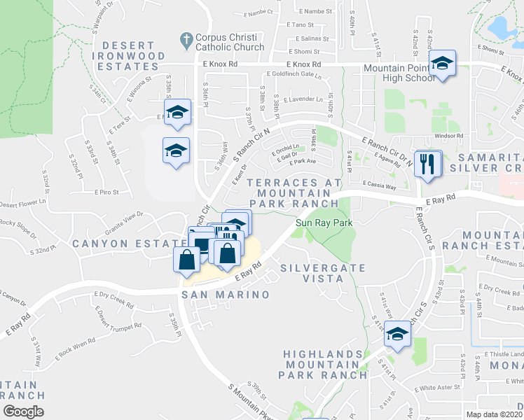 map of restaurants, bars, coffee shops, grocery stores, and more near 3902 East Agave Road in Phoenix