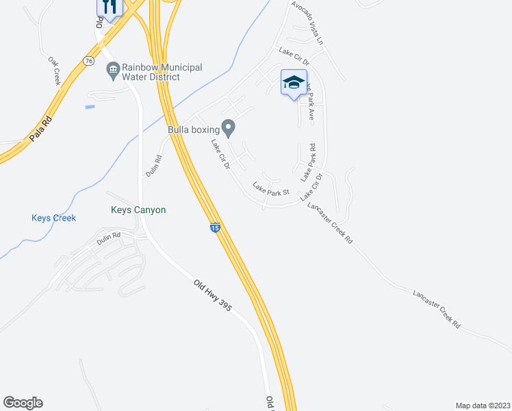 map of restaurants, bars, coffee shops, grocery stores, and more near 3916 Lake Circle Drive in Fallbrook