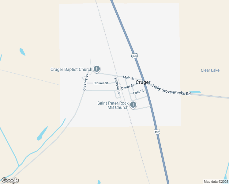 map of restaurants, bars, coffee shops, grocery stores, and more near 204 Depot Street in Cruger