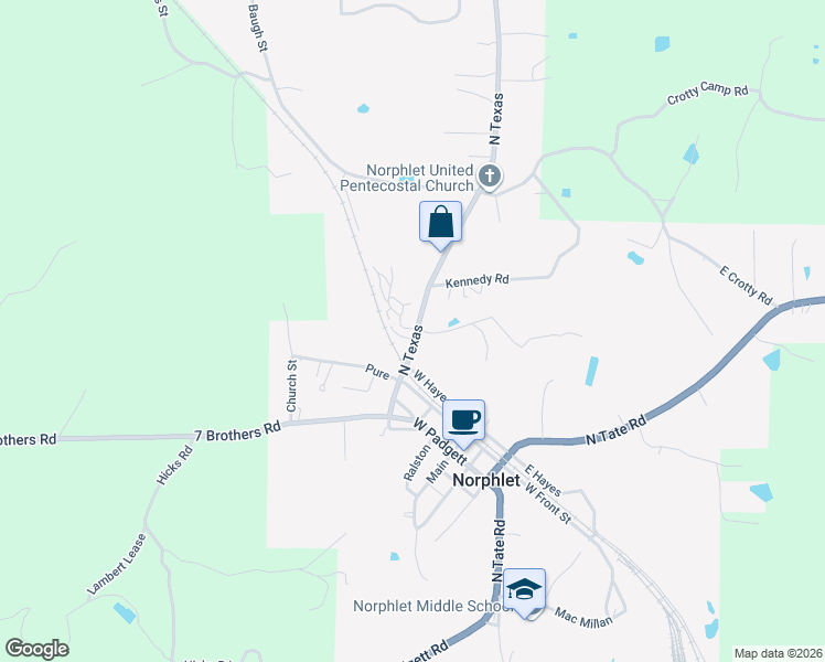 map of restaurants, bars, coffee shops, grocery stores, and more near 402 West Pure Street in El Dorado