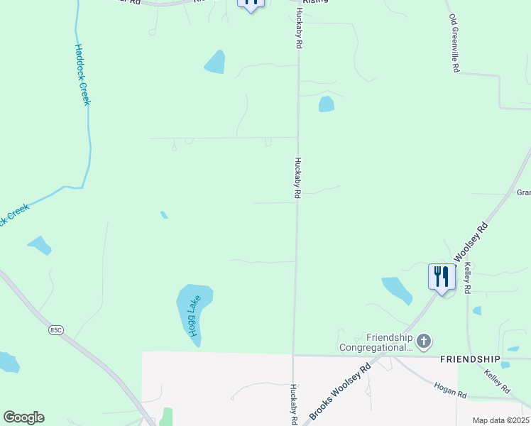 map of restaurants, bars, coffee shops, grocery stores, and more near 261 Huckaby Road in Brooks