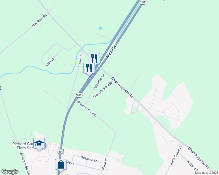 map of restaurants, bars, coffee shops, grocery stores, and more near 23 State Road S-5-452 in Bamberg