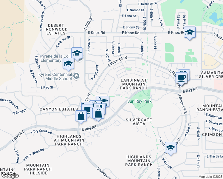 map of restaurants, bars, coffee shops, grocery stores, and more near 3902 East Agave Road in Phoenix