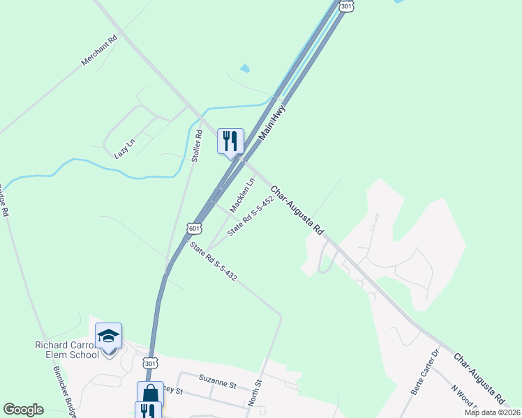 map of restaurants, bars, coffee shops, grocery stores, and more near 23 State Road S-5-452 in Bamberg