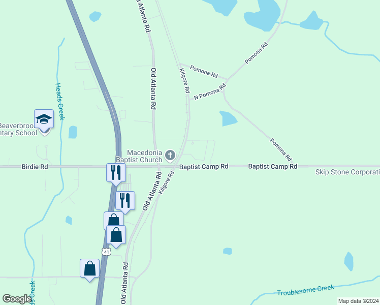 map of restaurants, bars, coffee shops, grocery stores, and more near 1466 Kilgore Road in Griffin