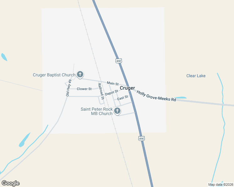 map of restaurants, bars, coffee shops, grocery stores, and more near 204 Depot Street in Cruger