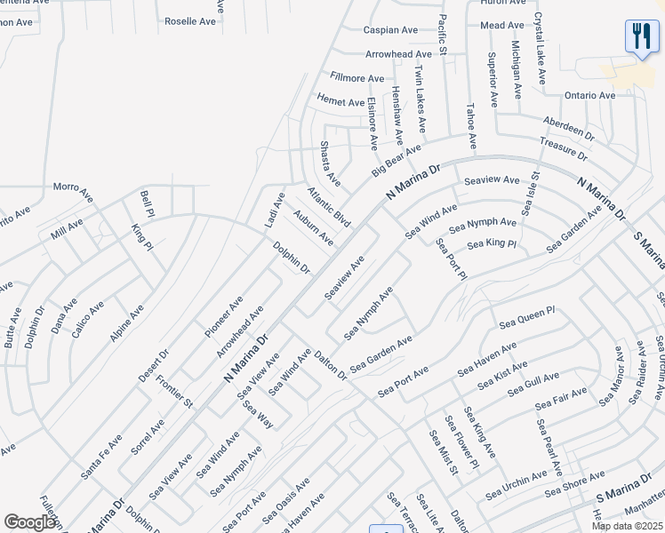 map of restaurants, bars, coffee shops, grocery stores, and more near 2660 N Marina Dr in Thermal