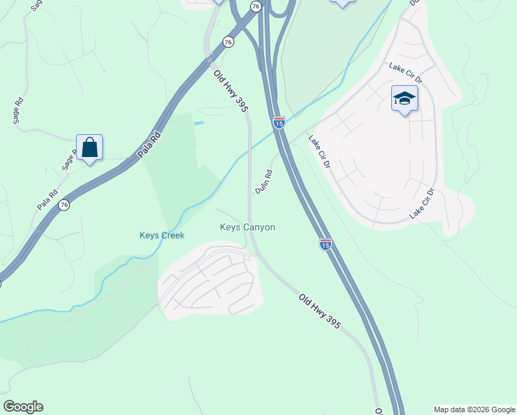 map of restaurants, bars, coffee shops, grocery stores, and more near 4726 Dulin Road in Fallbrook