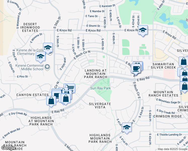 map of restaurants, bars, coffee shops, grocery stores, and more near 4036 East Jojoba Road in Phoenix