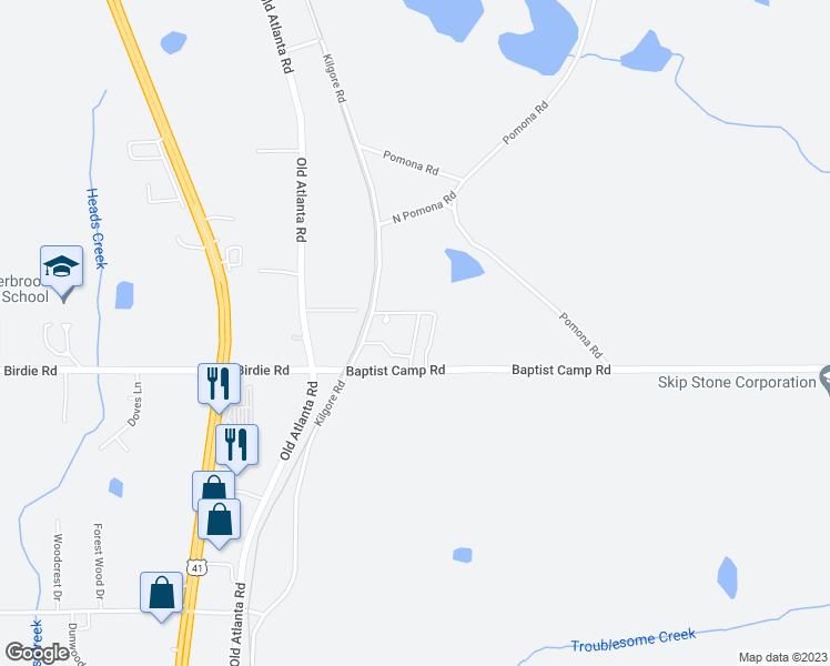 map of restaurants, bars, coffee shops, grocery stores, and more near 1478 Kilgore Road in Griffin