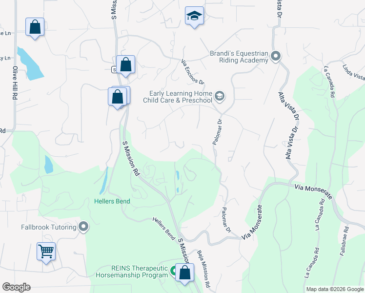 map of restaurants, bars, coffee shops, grocery stores, and more near 3860 Las Flores Drive in Fallbrook