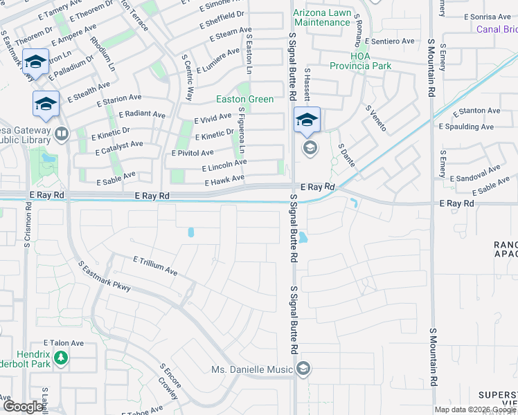 map of restaurants, bars, coffee shops, grocery stores, and more near 10704 Thatcher Avenue in Mesa