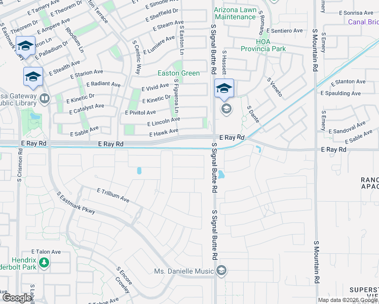 map of restaurants, bars, coffee shops, grocery stores, and more near 10704 Thatcher Avenue in Mesa