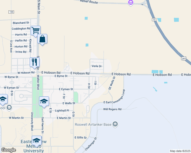 map of restaurants, bars, coffee shops, grocery stores, and more near 2 I Street in Roswell