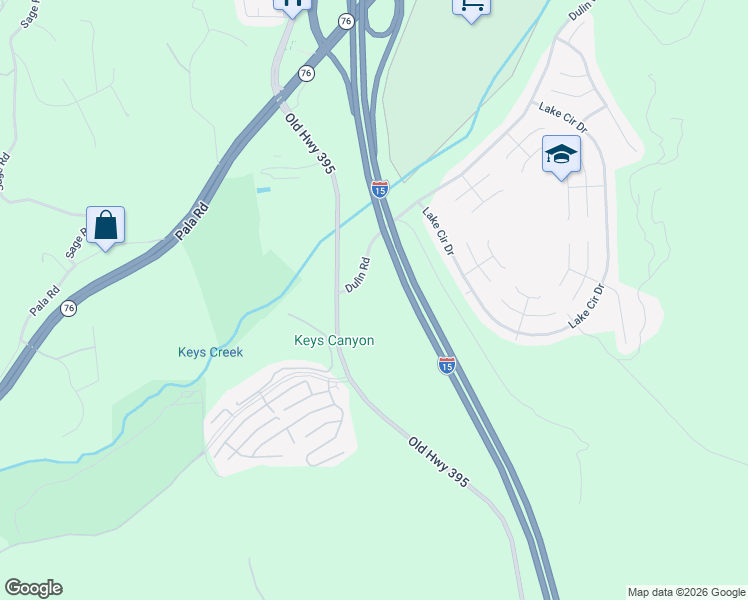 map of restaurants, bars, coffee shops, grocery stores, and more near 4726 Dulin Road in Fallbrook