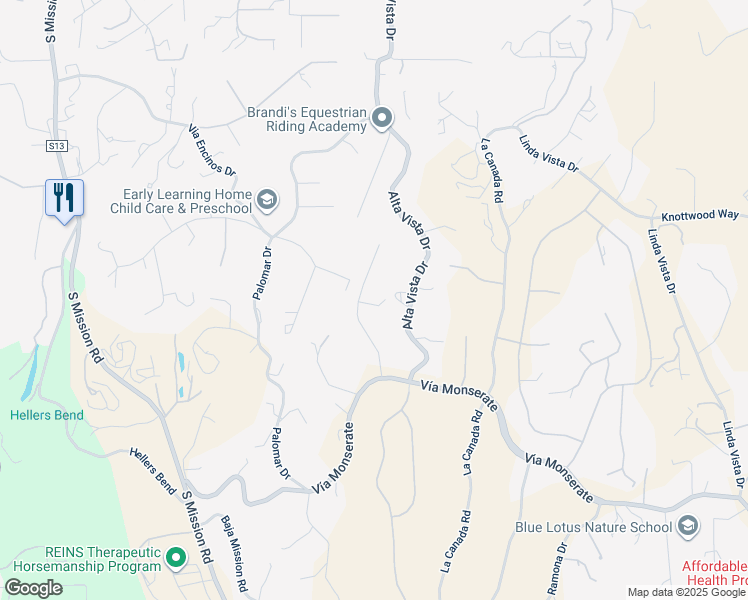 map of restaurants, bars, coffee shops, grocery stores, and more near 3916 Monserate Terrace in Fallbrook