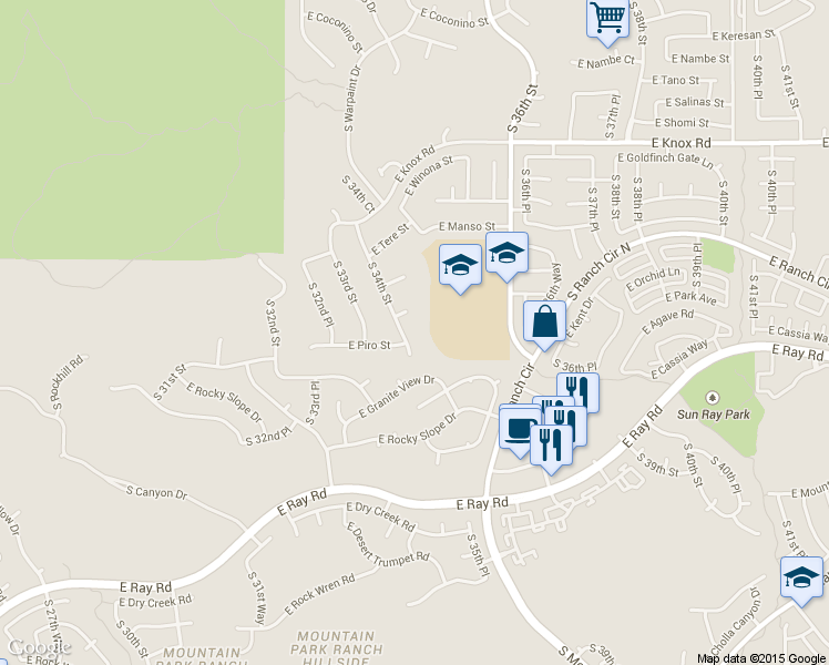 map of restaurants, bars, coffee shops, grocery stores, and more near 13823 South 34th Street in Phoenix