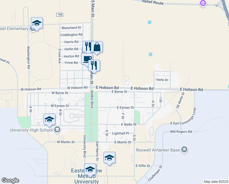 map of restaurants, bars, coffee shops, grocery stores, and more near 38 East Byrne Street in Roswell