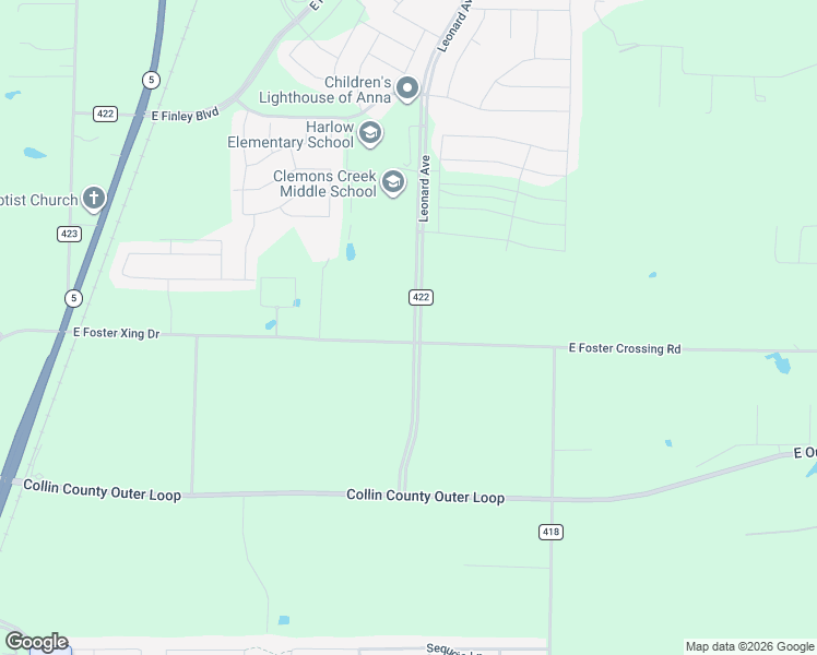 map of restaurants, bars, coffee shops, grocery stores, and more near 3122 County Road 422 in Anna