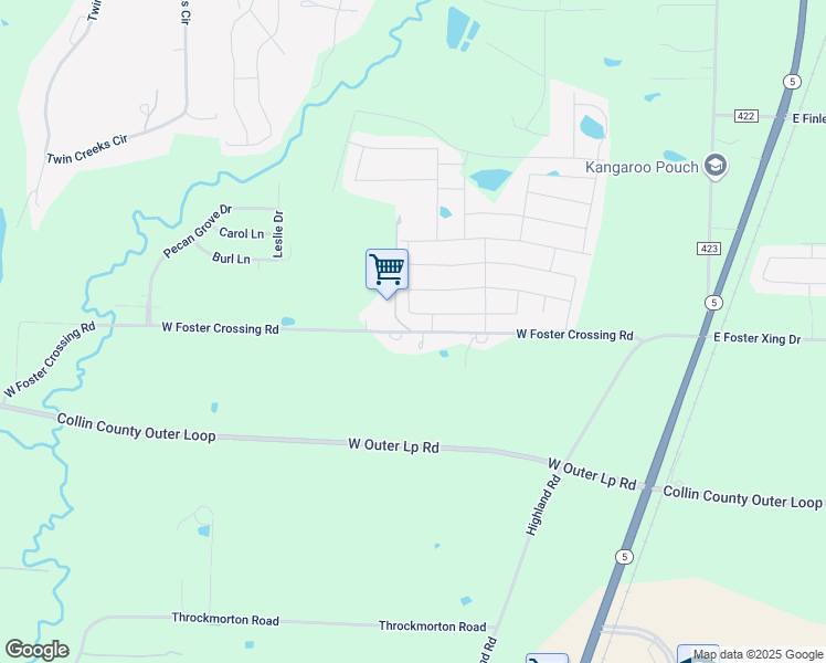 map of restaurants, bars, coffee shops, grocery stores, and more near 1357 West Foster Crossing Road in Anna