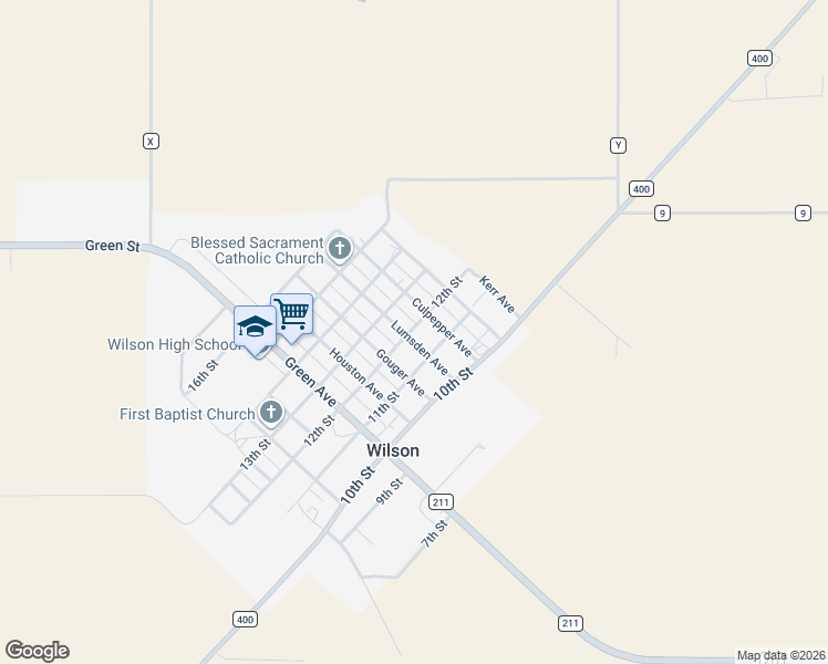 map of restaurants, bars, coffee shops, grocery stores, and more near 1105 Culpepper Avenue in Wilson