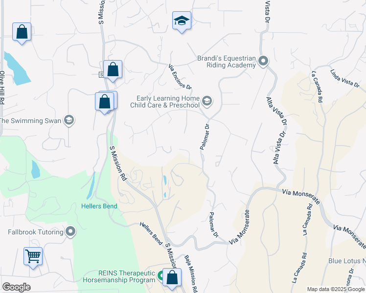 map of restaurants, bars, coffee shops, grocery stores, and more near 3912 Cirro Vista Way in Fallbrook