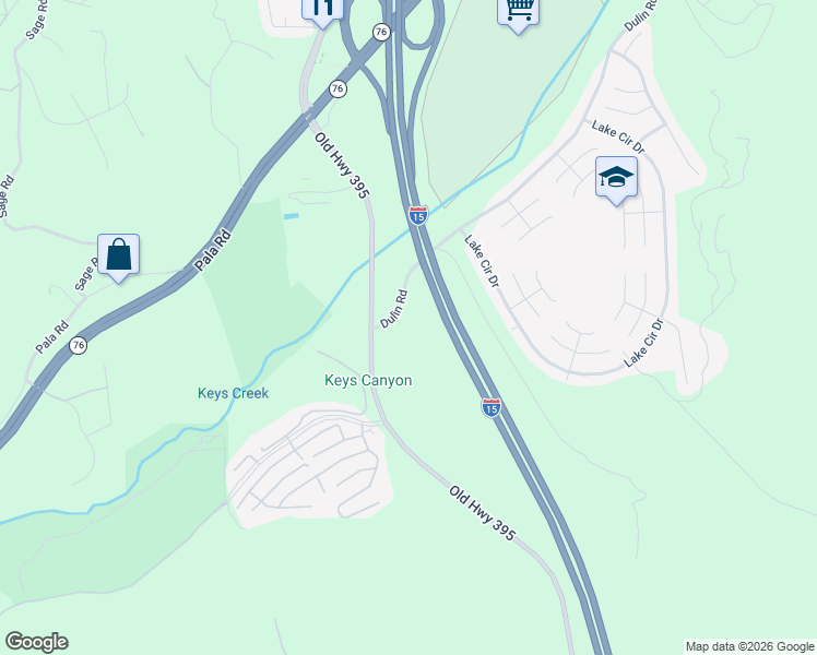 map of restaurants, bars, coffee shops, grocery stores, and more near 4726 Dulin Road in Fallbrook