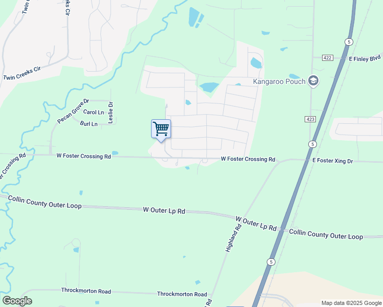 map of restaurants, bars, coffee shops, grocery stores, and more near 1357-1779 West Foster Crossing Road in Anna