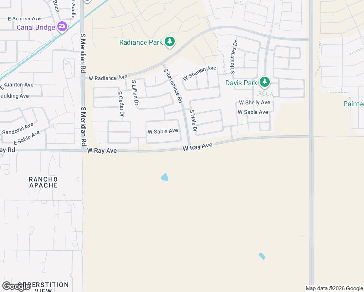 map of restaurants, bars, coffee shops, grocery stores, and more near 2674 West Ray Avenue in Mesa