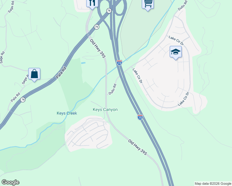 map of restaurants, bars, coffee shops, grocery stores, and more near 4726 Dulin Road in Fallbrook