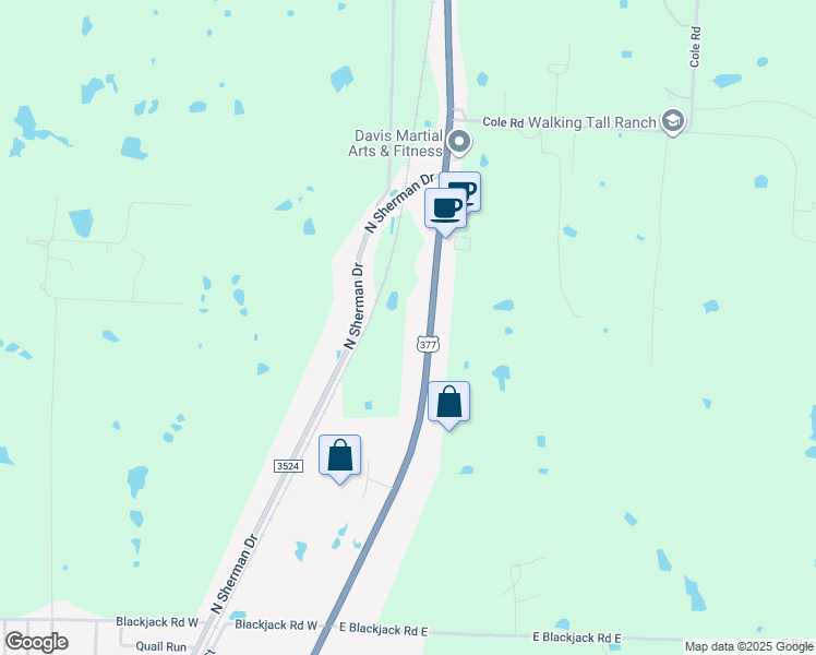 map of restaurants, bars, coffee shops, grocery stores, and more near 8171 U.S. 377 in Pilot Point