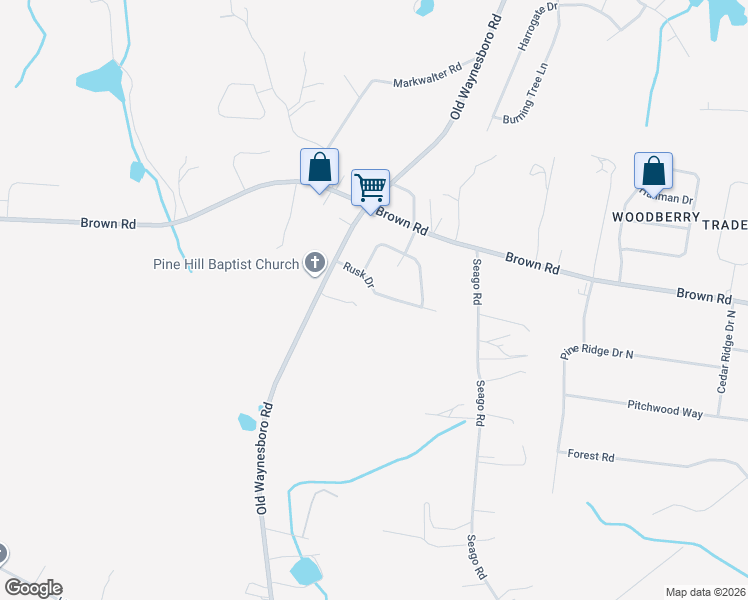 map of restaurants, bars, coffee shops, grocery stores, and more near 1712 Rusk Drive in Hephzibah