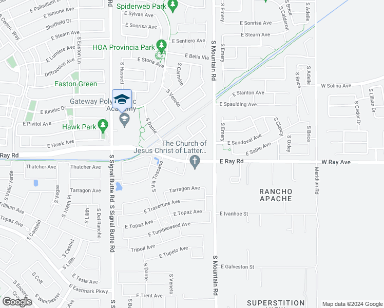 map of restaurants, bars, coffee shops, grocery stores, and more near 11037 East Santino Avenue in Mesa
