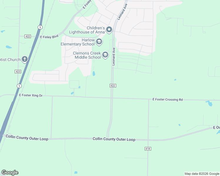 map of restaurants, bars, coffee shops, grocery stores, and more near 3122 County Road 422 in Anna