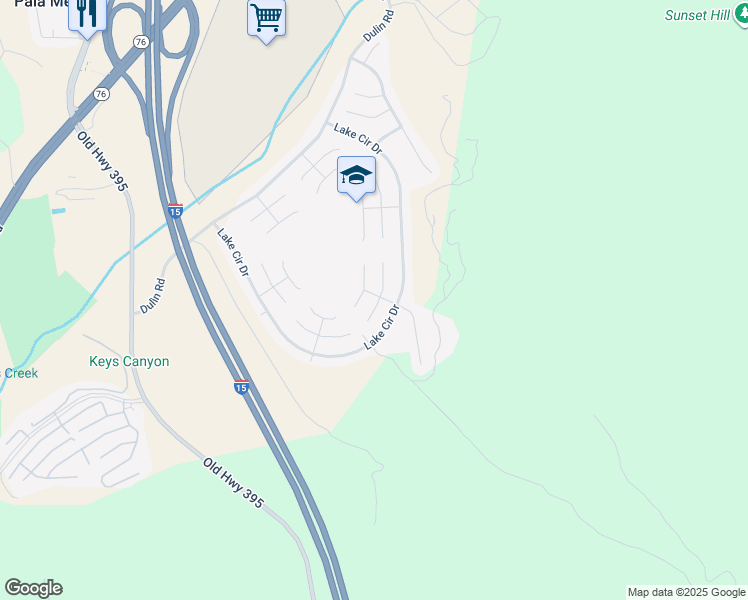 map of restaurants, bars, coffee shops, grocery stores, and more near 3709 Lake Park Road in Fallbrook