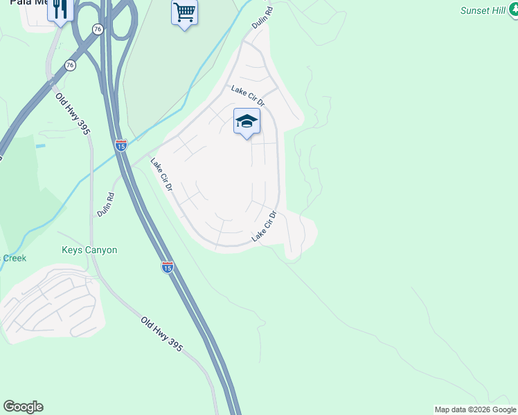 map of restaurants, bars, coffee shops, grocery stores, and more near 3741 Lake Park Road in Fallbrook