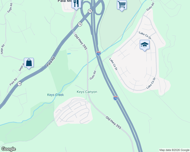 map of restaurants, bars, coffee shops, grocery stores, and more near 4726 Dulin Road in Fallbrook