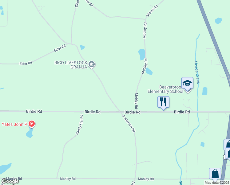 map of restaurants, bars, coffee shops, grocery stores, and more near 517 Birdie Road in Griffin