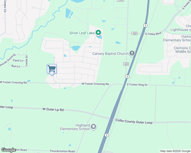 map of restaurants, bars, coffee shops, grocery stores, and more near 712 Bois D'Arc Lane in Anna