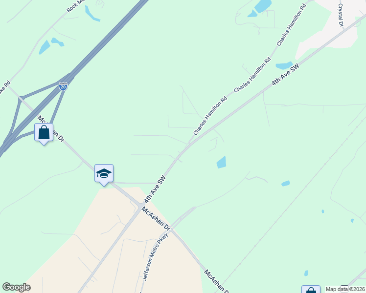map of restaurants, bars, coffee shops, grocery stores, and more near 6057 Charles Hamilton Road in McCalla