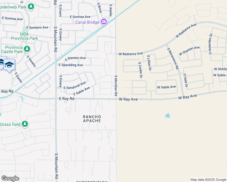 map of restaurants, bars, coffee shops, grocery stores, and more near 11556 East Ray Road in Mesa