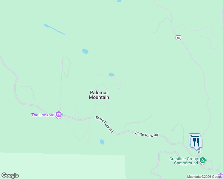 map of restaurants, bars, coffee shops, grocery stores, and more near 33572 Fern Trail in Palomar Mountain