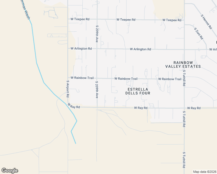map of restaurants, bars, coffee shops, grocery stores, and more near 20823 West Rainbow Trail in Buckeye
