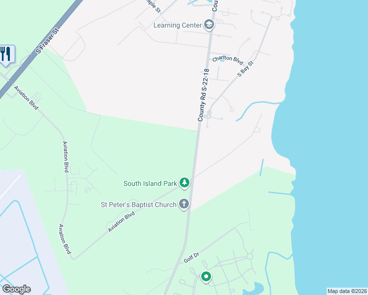 map of restaurants, bars, coffee shops, grocery stores, and more near 3030 South Island Road in Georgetown