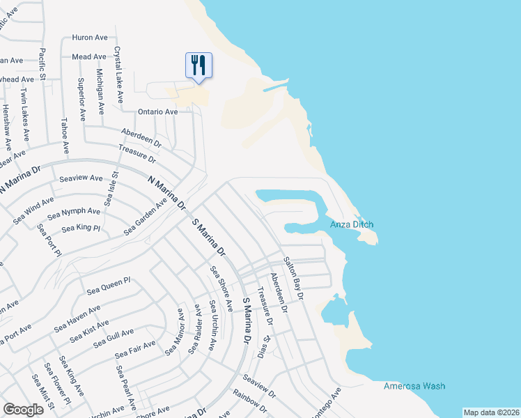 map of restaurants, bars, coffee shops, grocery stores, and more near 2676 Salton Bay Drive in Thermal
