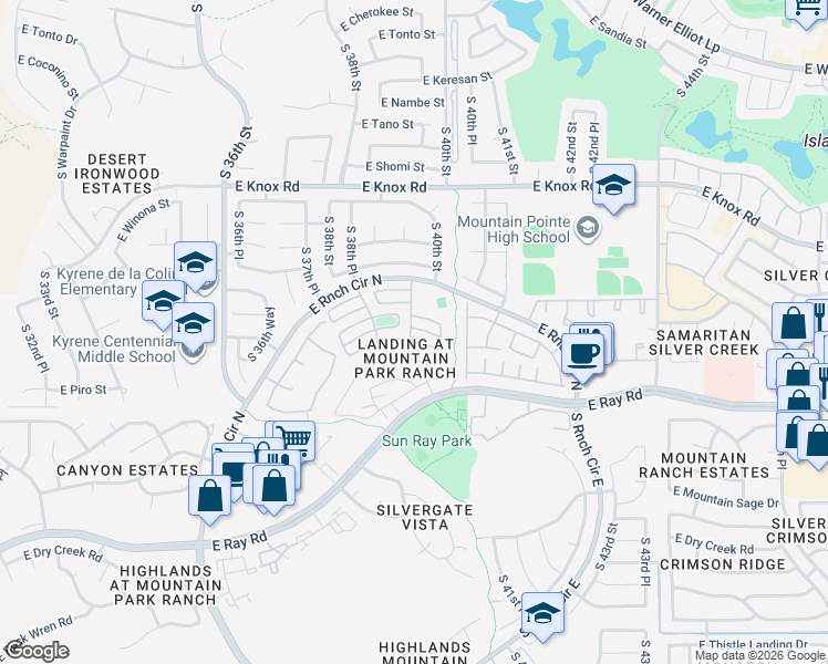 map of restaurants, bars, coffee shops, grocery stores, and more near 13657 South 39th Street in Phoenix