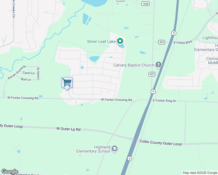 map of restaurants, bars, coffee shops, grocery stores, and more near 712 Bois D'Arc Lane in Anna