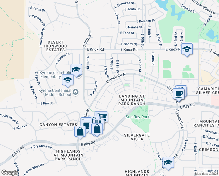 map of restaurants, bars, coffee shops, grocery stores, and more near 3737 East Kent Drive in Phoenix