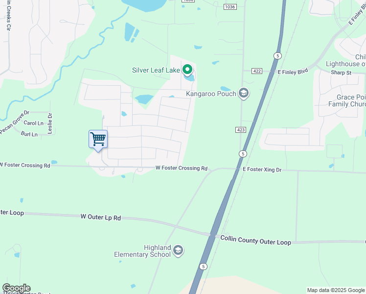 map of restaurants, bars, coffee shops, grocery stores, and more near 712 Bois D'Arc Lane in Anna
